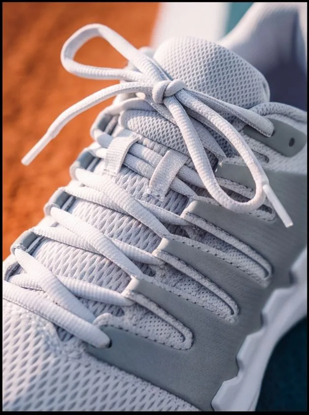 Detalle de cordones de un tenis deportivo